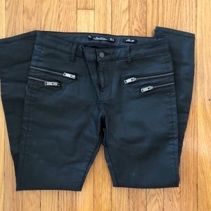 Zara Black Faux Leather Motorcycle Pants - 6